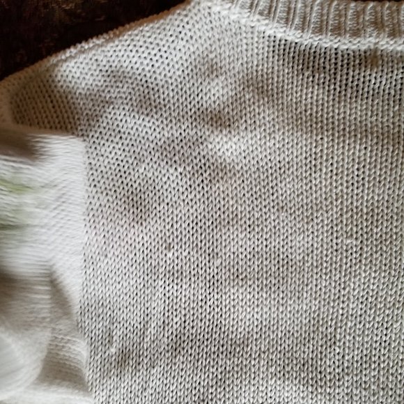 Vintage, embroidery floral leaf, lace crochet, white cotton sweater M L, Instyle - Picture 7 of 8